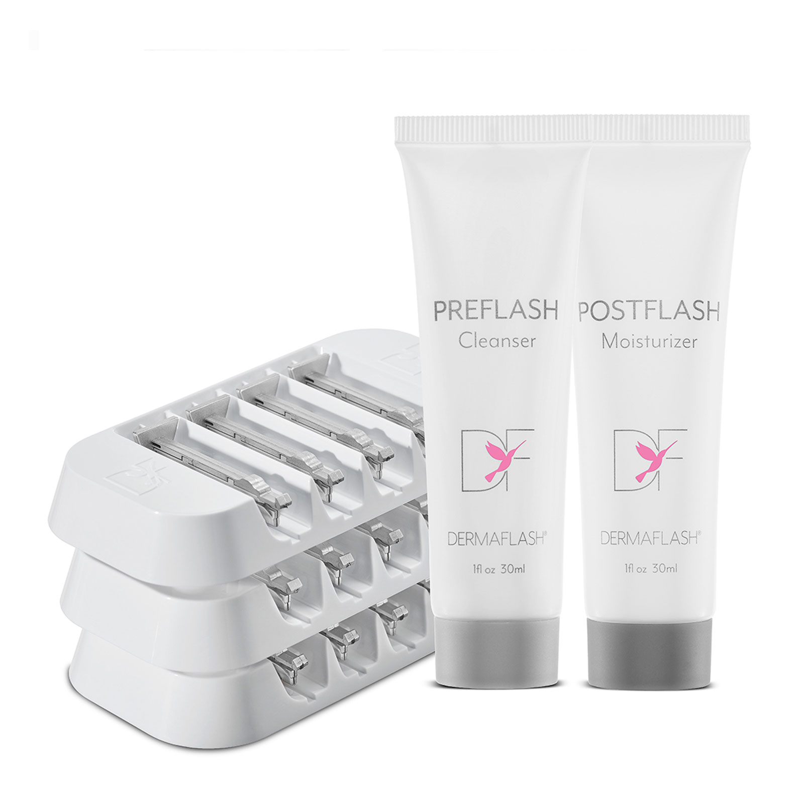 DERMAFLASH THE ESSENTIALS 抗衰老去角质12周护肤亮肤套装 洁面乳+保湿霜+去角质仪器