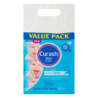 Curash Water Wipes 80 x 3