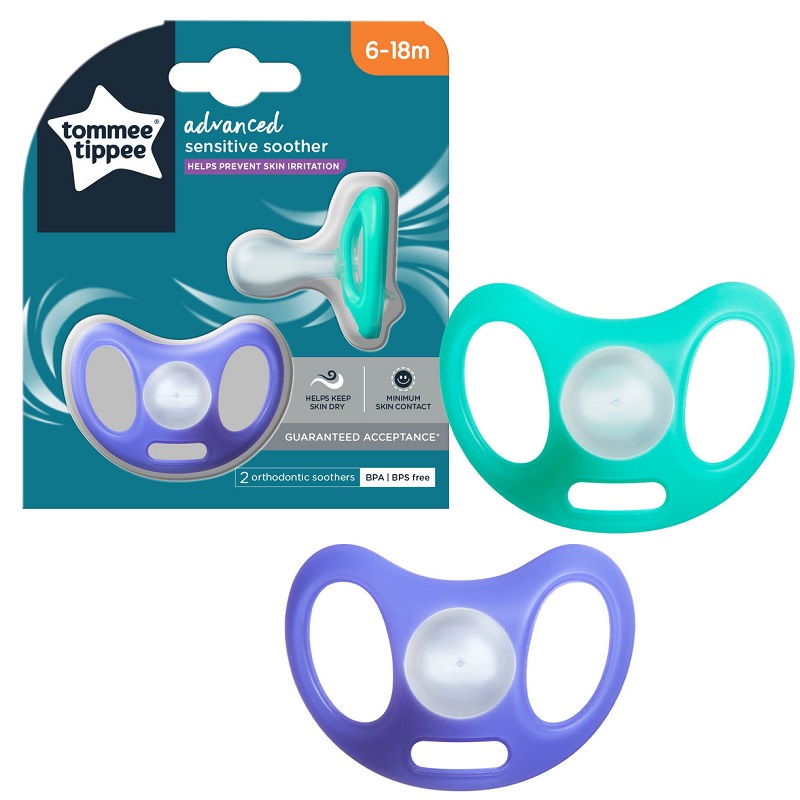 Tommee Tippee Advanced Sensitive Soother 6 to 18 Months X 2 (Assorted Colours)