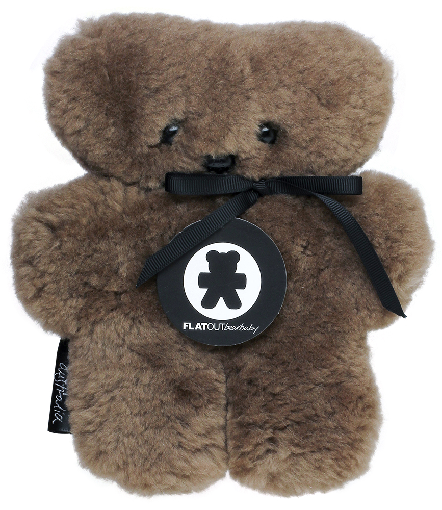 FLATOUT bear 羊皮毛一体手工毛绒扁扁熊 巧克力色 小号（约18cm*16cm）