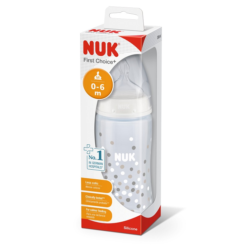 NUK 新生婴儿柔软硅胶奶嘴奶瓶 300ml（适合0-6个月婴儿）