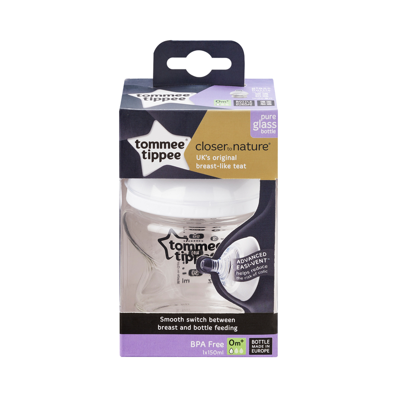 Tommee Tippee CTN Glass Feeding Bottle (With Slow Flow Teat) 150ml