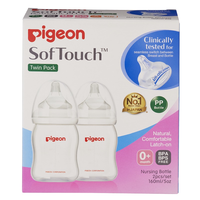 Pigeon Peristaltic Plus Nursing Bottle 160ml Twin Pack