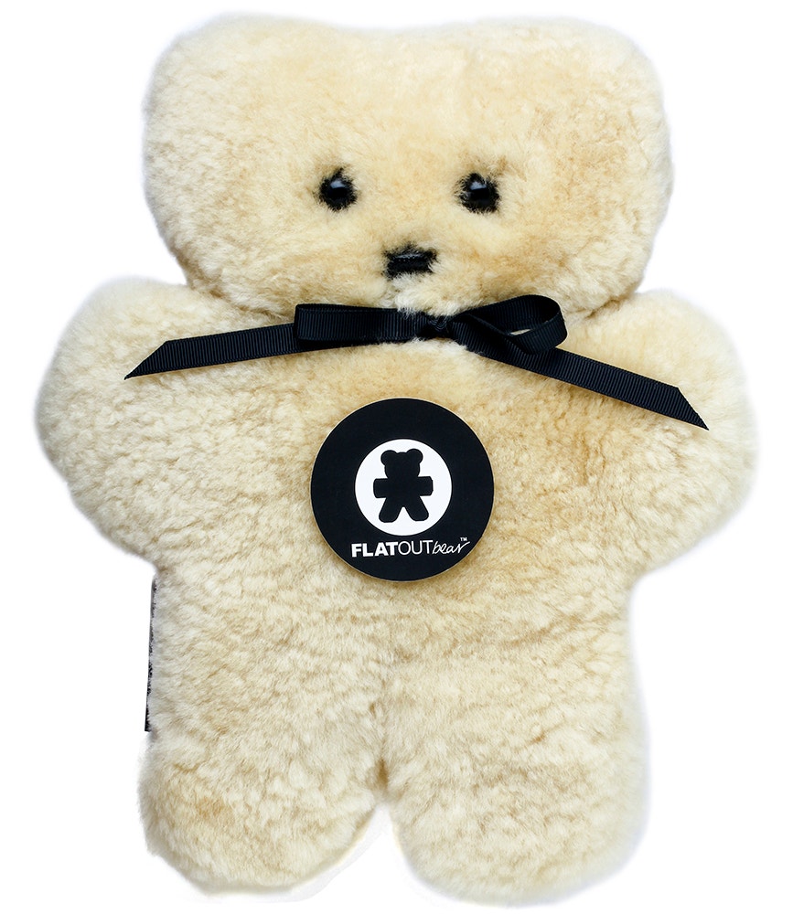 FLATOUT bear 羊皮毛一体手工毛绒扁扁熊 蜂蜜色 大号（约28cm*24cm）