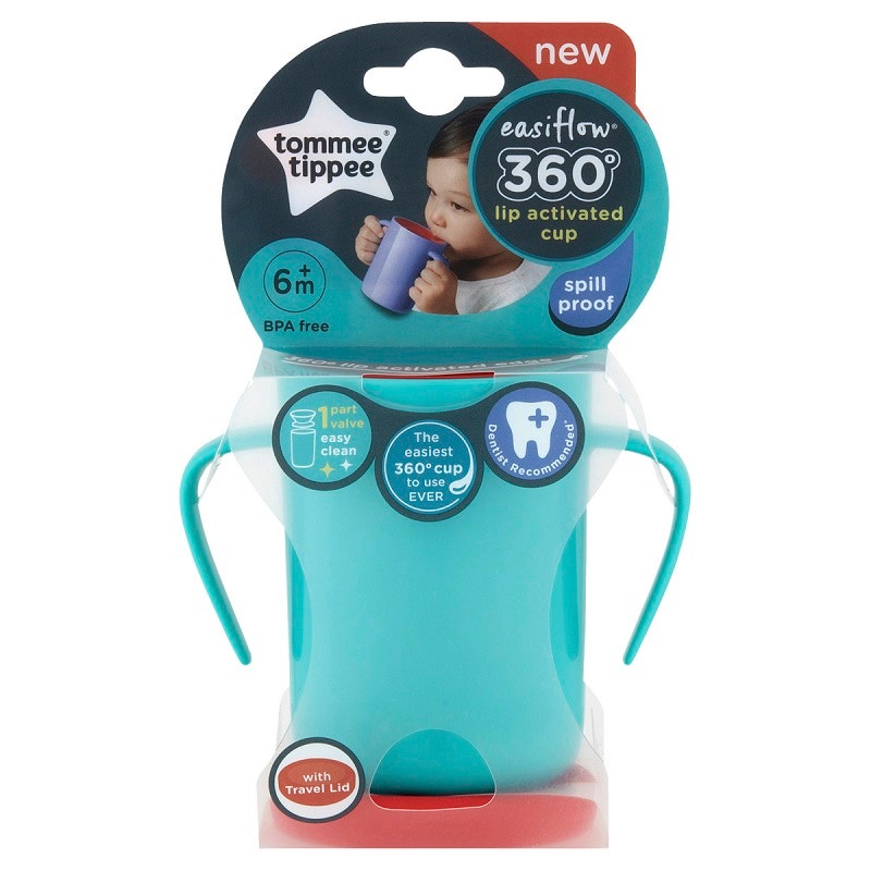 Tommee Tippee 汤美天地 360度宝宝防水学饮杯200ml-水鸭蓝 1个