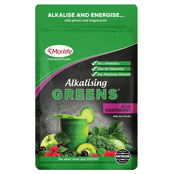 Morlife Alkalising Greens (Acai Raspberry) 100g