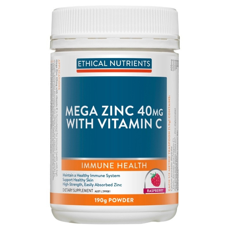 Ethical Nutrients Mega Zinc Powder 40mg (Raspberry) 190g