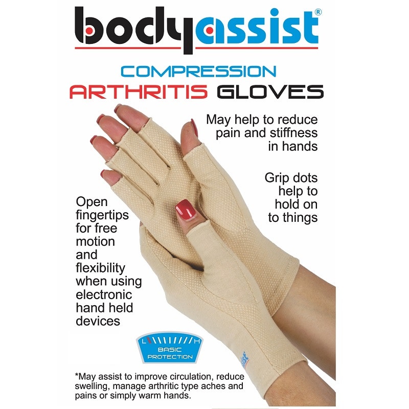 BodyAssist 柔软抗压舒缓关节炎防护手套 1双 米色 小号