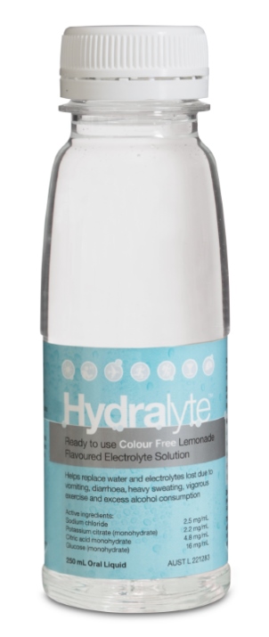 Hydralyte Electrolyte Solution Colour Free Lemonade Flavoured 250ml