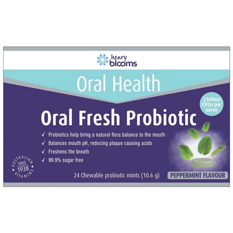 Blooms Oral Fresh Probiotic Peppermint Flavour Chewable Tab X 24