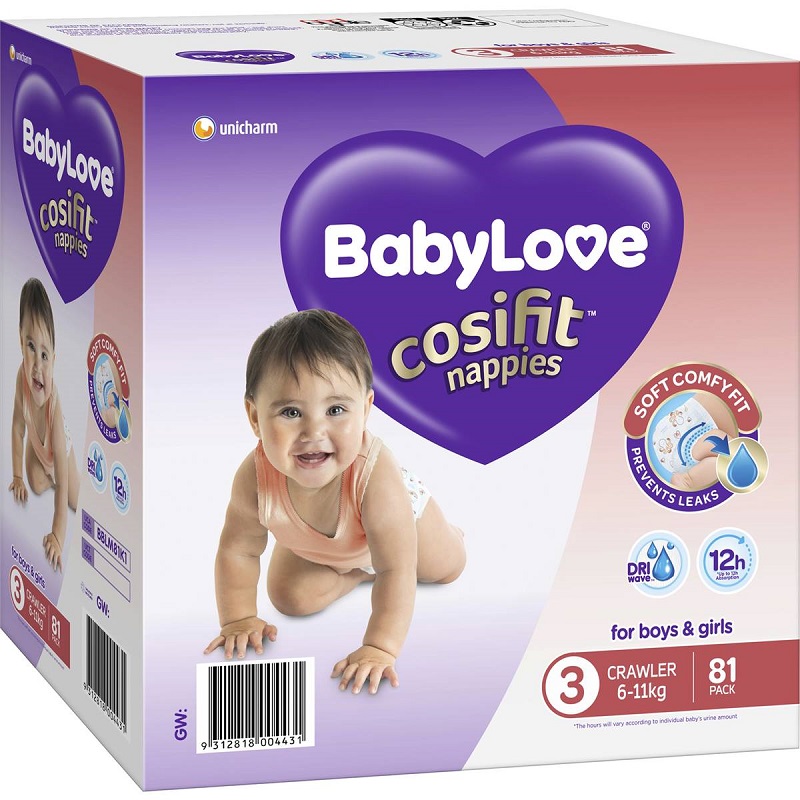 BabyLove Cosifit Nappies Crawler (6-11kg) X 87