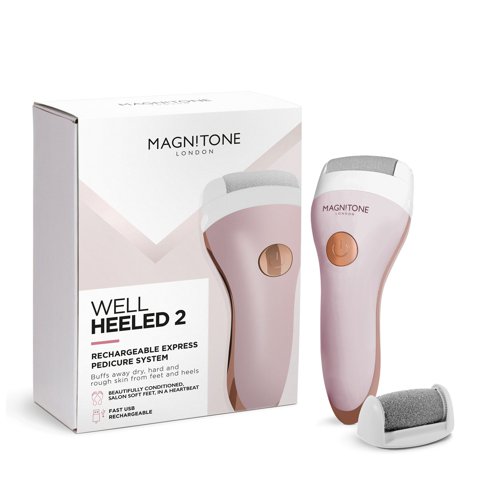 Magnitone Well Heeled 粉红色充电式快速舒缓修脚仪器 1件 缓解脚部干燥，坚硬和粗糙的皮肤