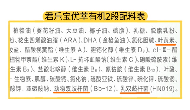 君乐宝优萃有机2段配料表